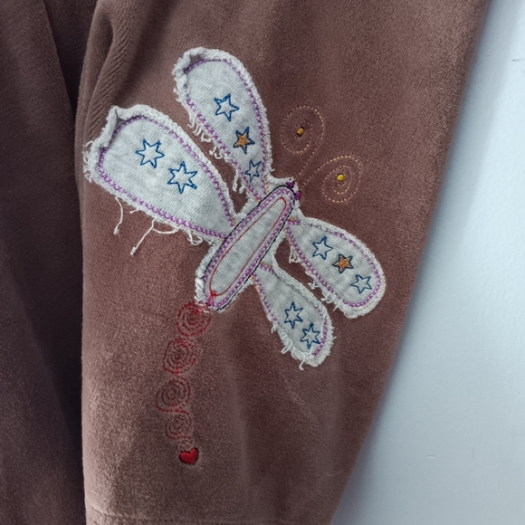 ChillNorway Brown Velour Embroidered Hoodie Dress L - Picture 5 of 11